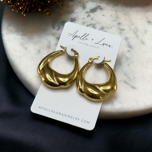 Lightweight Oval Chunky Gold Hoops